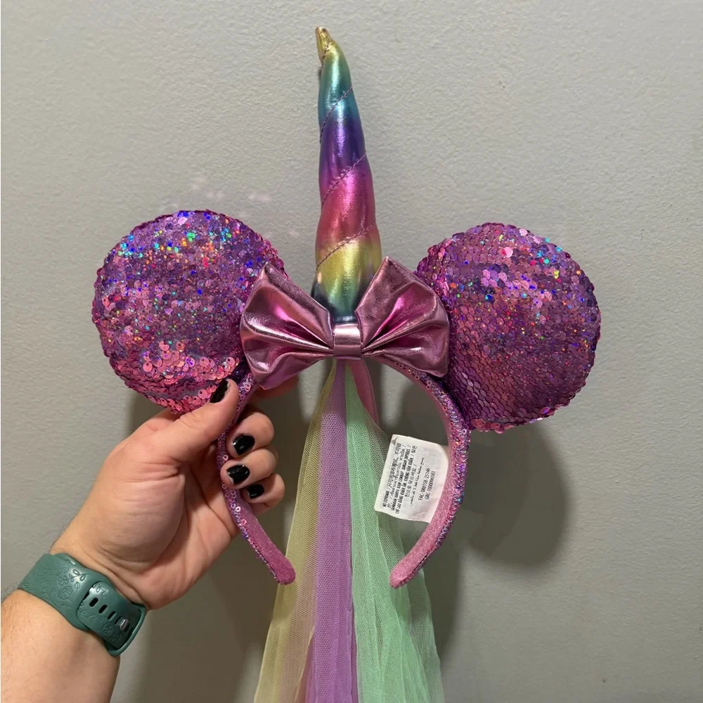 Sparkling Purple Party Headband with Rainbow Veil